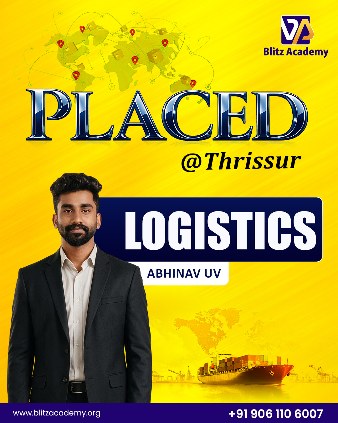 Abhinav U V, placed as Logistics (Thrissur)